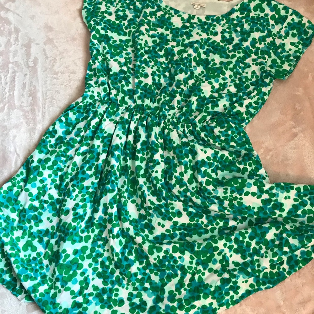 Watercolor/abstract green dress from Gap S